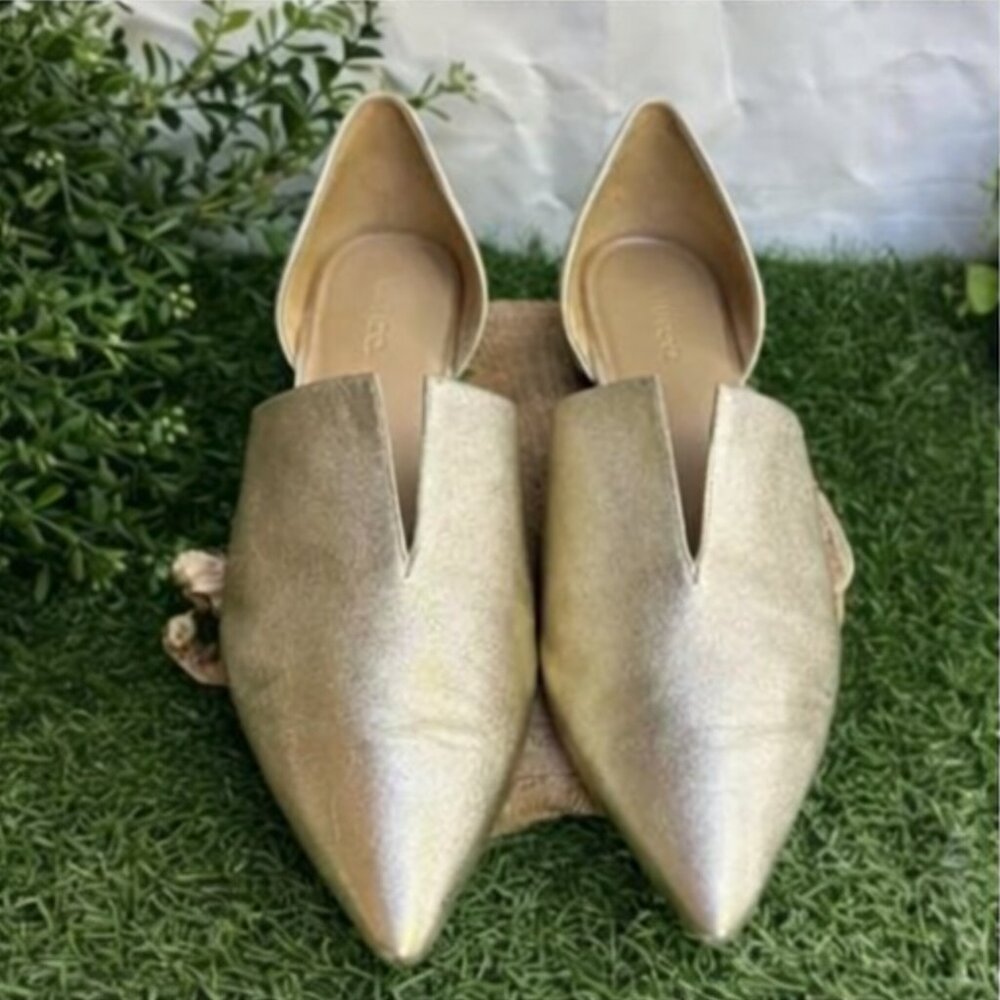 VINCE “Darlington” D’Orsay Flats in Gold Metallic Leather – Size 8.5